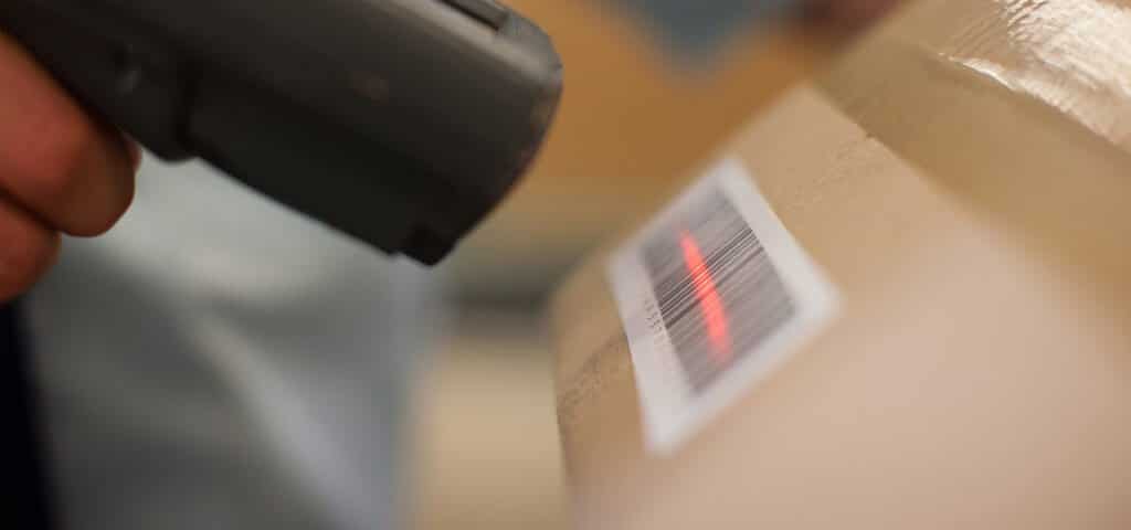 Thermal Transfer Label being scanned by a barcode scanner image
